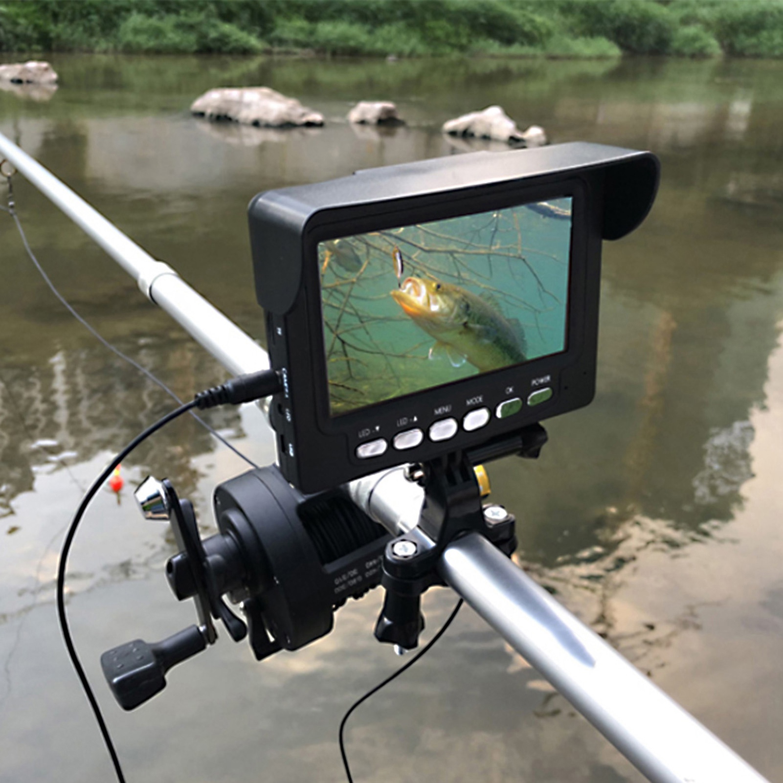 Fishing Depth Finder - ポータブル水中魚群探知機カメラキット,HD,カラースクリーン,モニター,防水,4.3インチ
